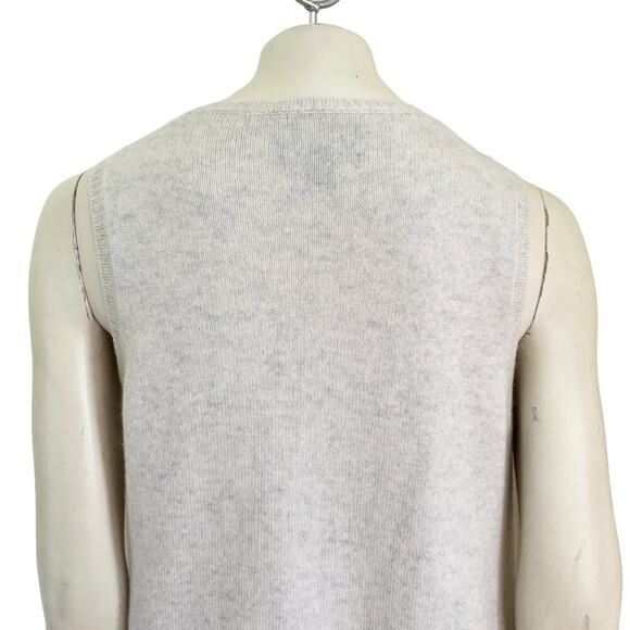 TAHARI LUXE 100% Cashmere Duster Vest Sleeveless Open Cardigan in Oatmeal SZ S - Picture 6 of 10